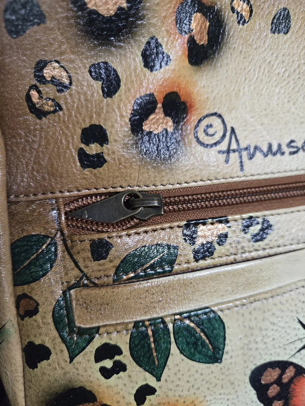 ANUSCHKA Tan Butterfly-Print Leather Hobo Shoulder Bag. NWT